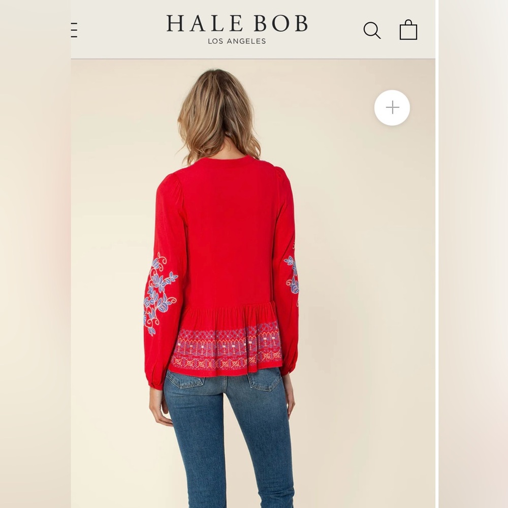Hale Bob Donatella top in red  with embroidery Medium - Picture 7 of 8